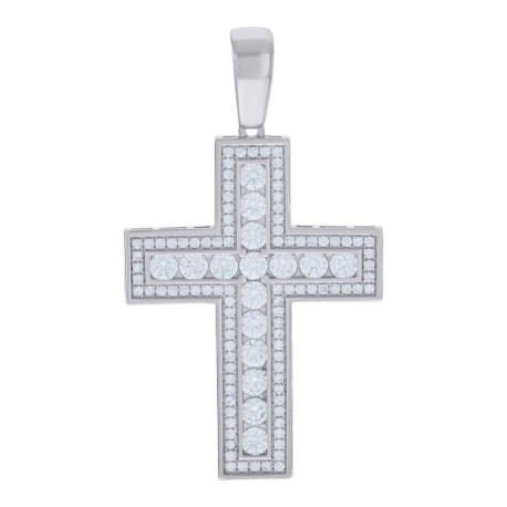925 Sterling Silver Mens Cubic-Zirconia Cross Religious Charm Pendant