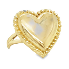 10KT Gold Large Heart with Beaded Edge FREE ENGRAVING