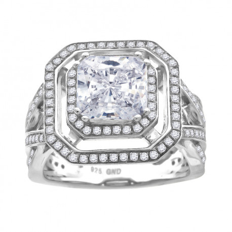 925 Sterling Silver Womens Cubic Zirconia Fashion Ring Size 9