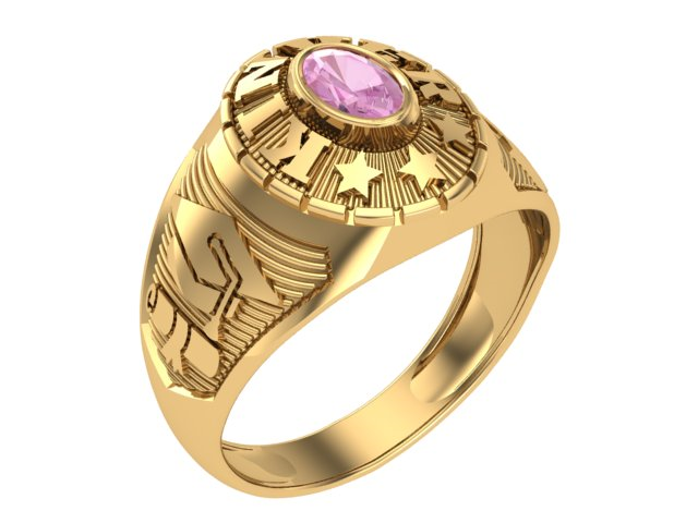 10KT Yellow Gold Kinder Mighty Graduation Ring Pink Stone Size 5
