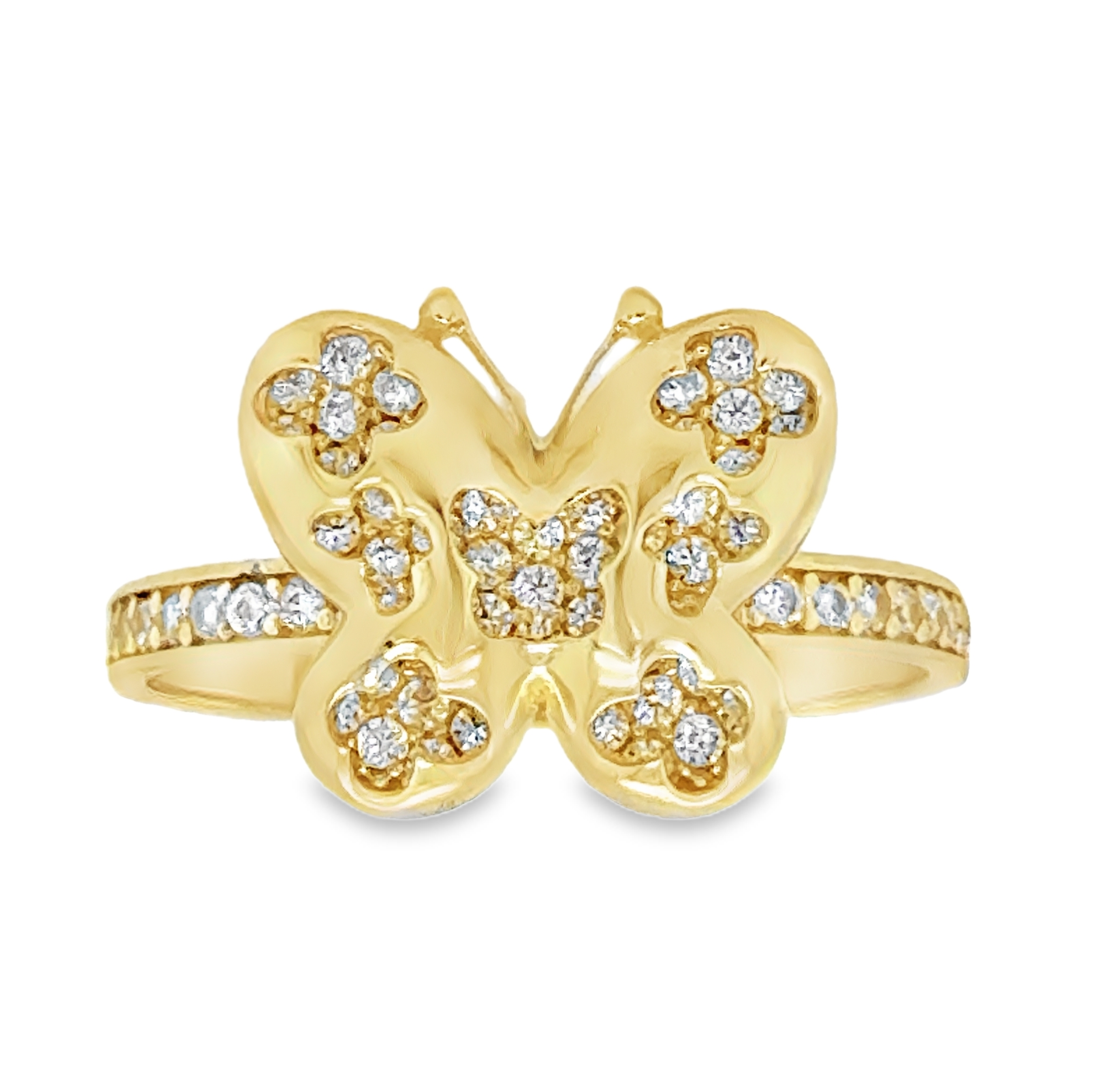 10KT Gold Butterfly Ring with Perforated Butterflies