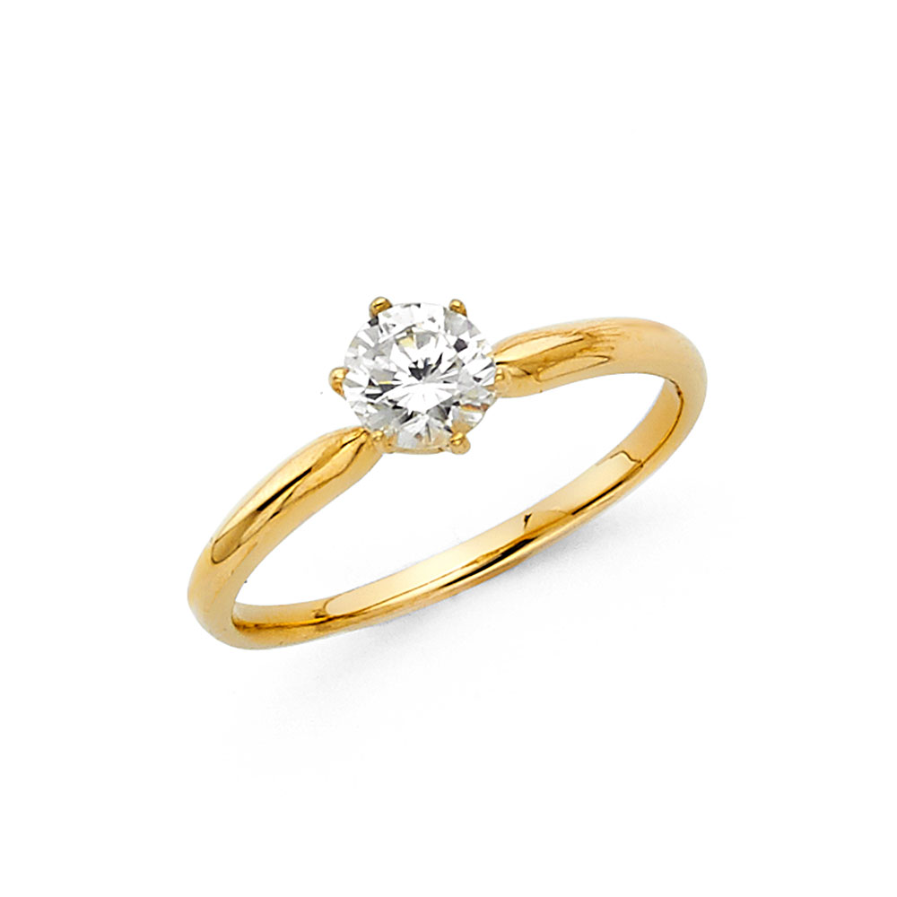 10KT Gold CZ Round Solitaire Engagement Ring