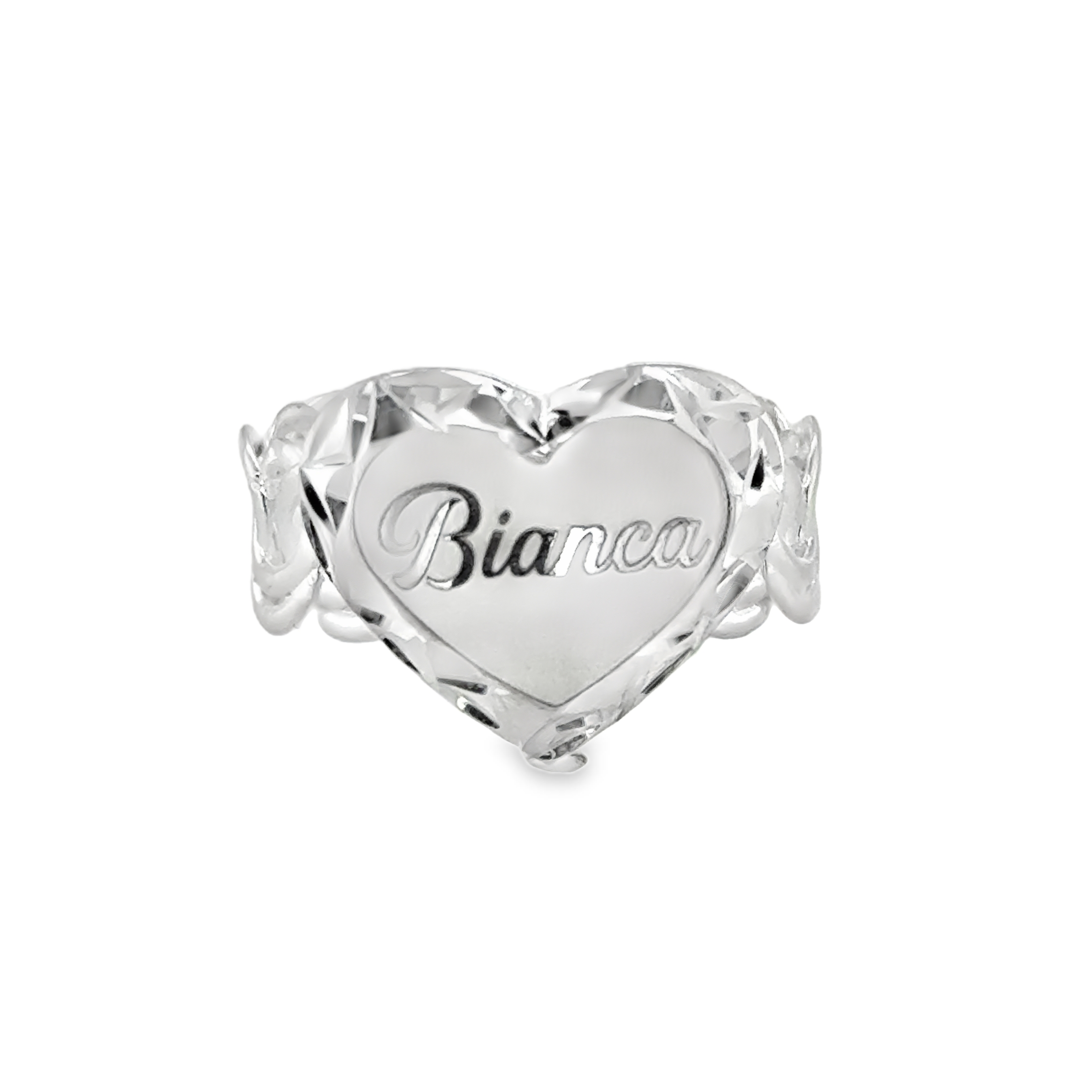 Sterling Silver Chino Link Heart Ring Size 7 FREE Engraving