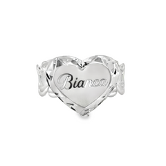 Sterling Silver Chino Link Heart Ring Size 7 FREE Engraving
