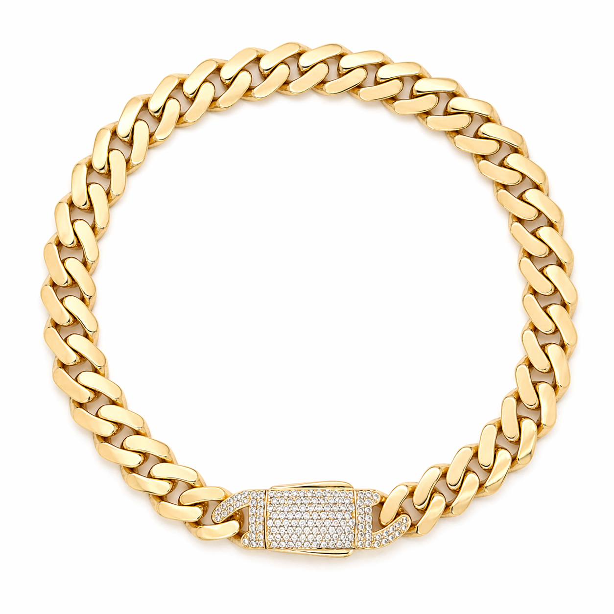 10KT Yellow Gold 8mm Miami Cuban Monaco Bracelet 8"