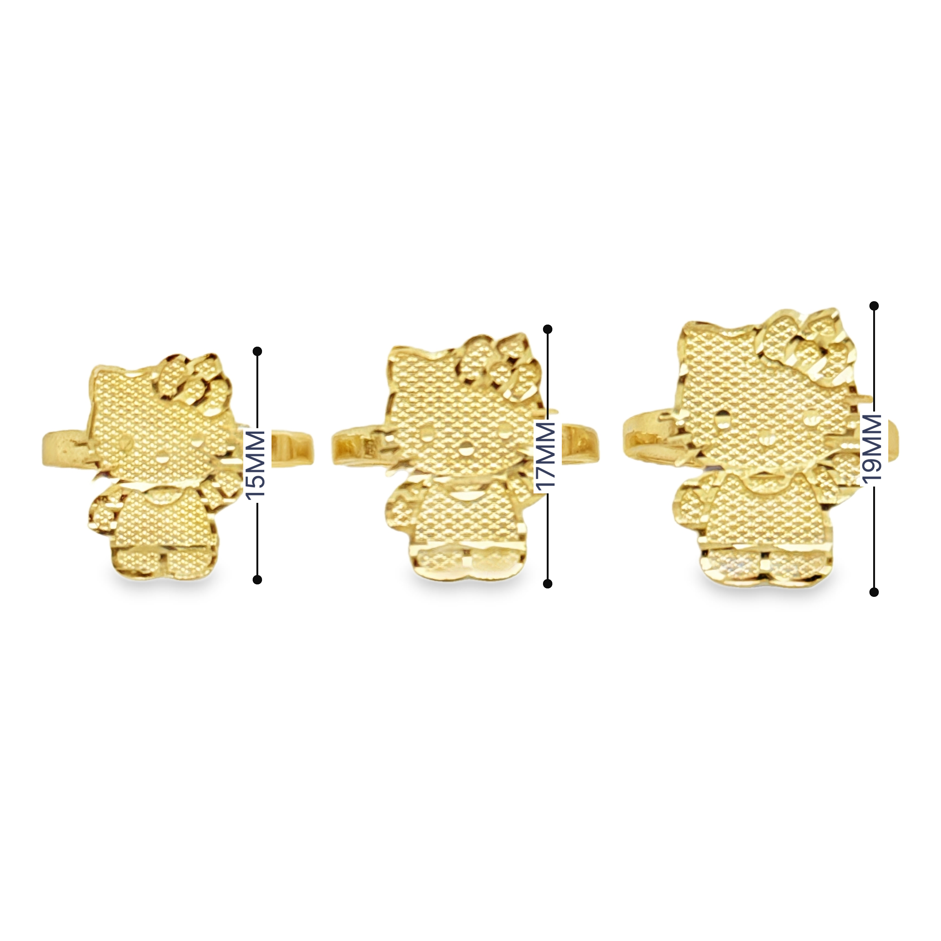 10KT Gold Full Body Cat Cartoon Ring 17MM