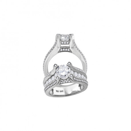 925 Sterling Silver Womens Cubic Zirconia Engagement Ring Size 8