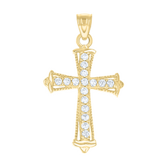 10kt Yellow Gold Unisex Cubic Zirconia Cubic-Zirconia Cross Religious