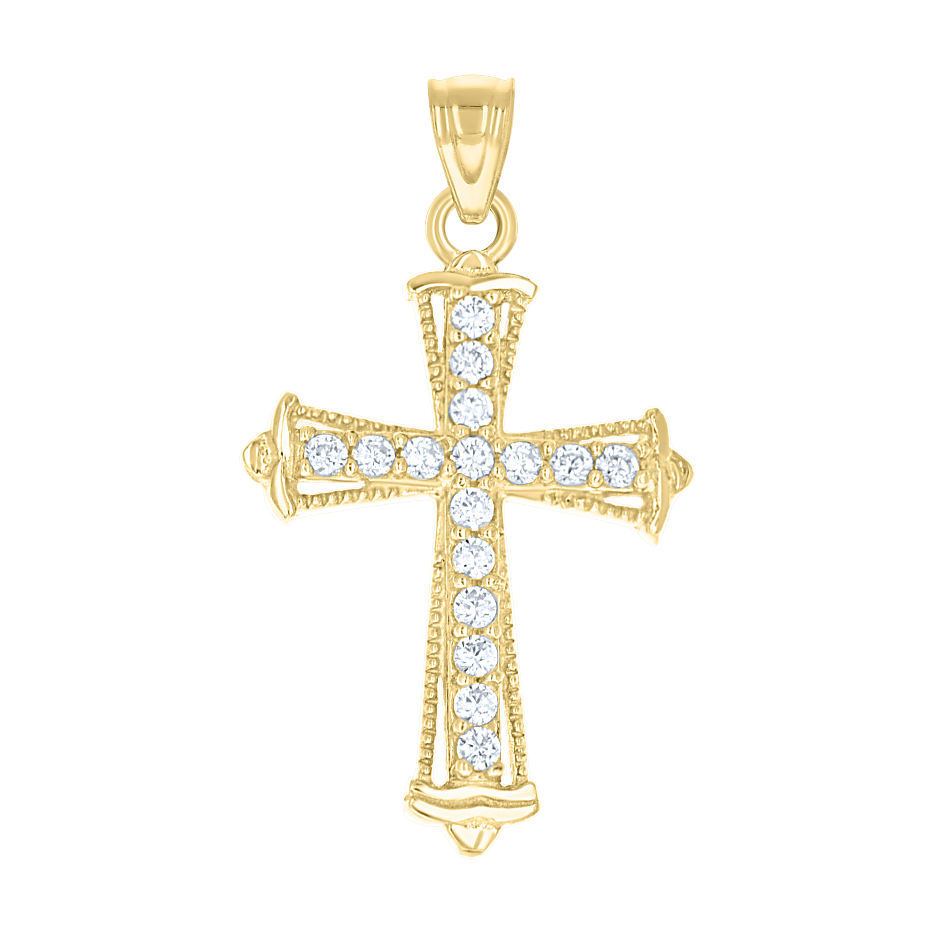10kt Yellow Gold Unisex Cubic Zirconia Cubic-Zirconia Cross Religious