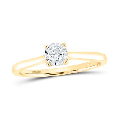10K YELLOW GOLD ROUND DIAMOND SOLITAIRE RING 1/6 CTTW