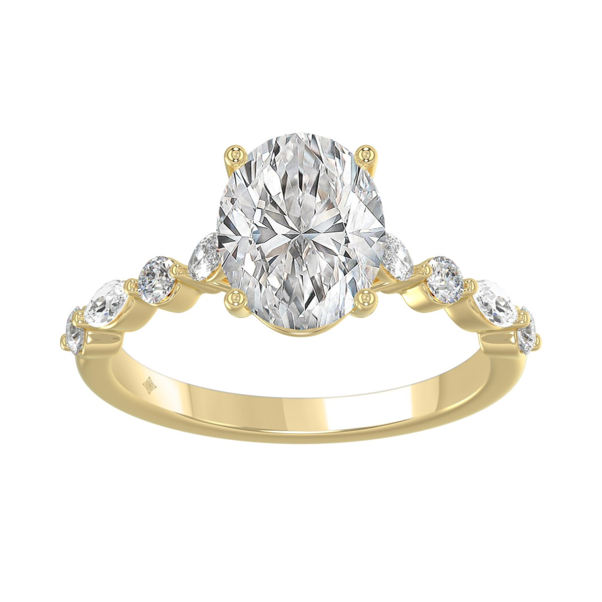 14K Yellow Gold 2.50CTW Certified Lab-Grown Diamond Oval Engagement Ri