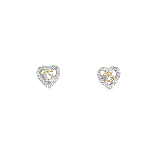 10KT YELLOW GOLD 0.05 CTTW DIAMOND QUINCEAñERA STUD EARRINGS
