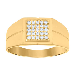 10kt Gold Mens Cubic-Zirconia Square Head Fashion Ring