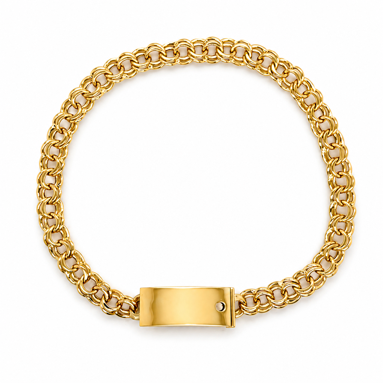 10KT Gold 6MM Chino Link Monaco Bracelet 8 Inches FREE ENGRAVING