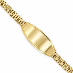 10KT Gold 7MM Chino Bar Monaco Bracelet with Greek Bars, Plain Border