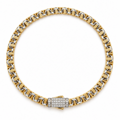 10KT Gold 4MM Chino Bar Bracelet with Greek Bars, Diamond Cut Links, F
