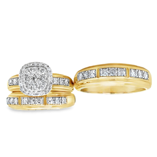 10KT YELLOW GOLD 1.25CT DIAMOND  TRIO