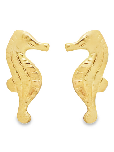 10KT Gold Seahorse Stud Earrings with Screwbacks