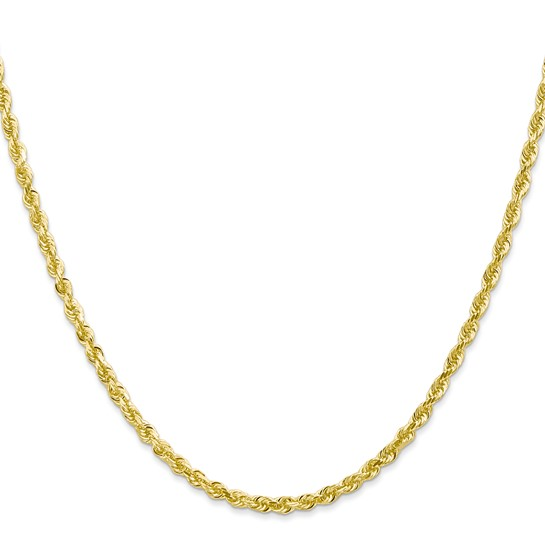 10KT Gold 3MM Solid Rope Chain 24 Inches