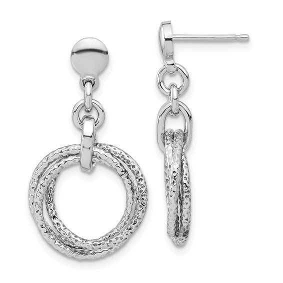 Leslie's Sterling Silver Rhodium-plated Circles Post Dangle Earrings