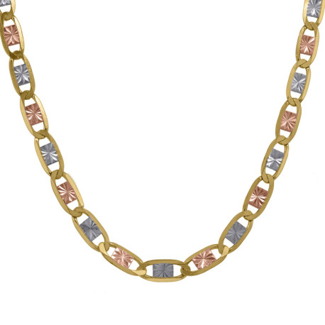 10KT Gold Tricolor 3.5mm Valentino Chain 20"