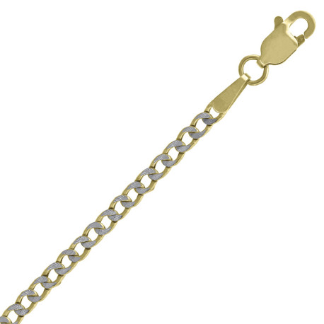 10kt Two-tone Gold Solid Pave Cuban Chain 2.4mm 20 Inches