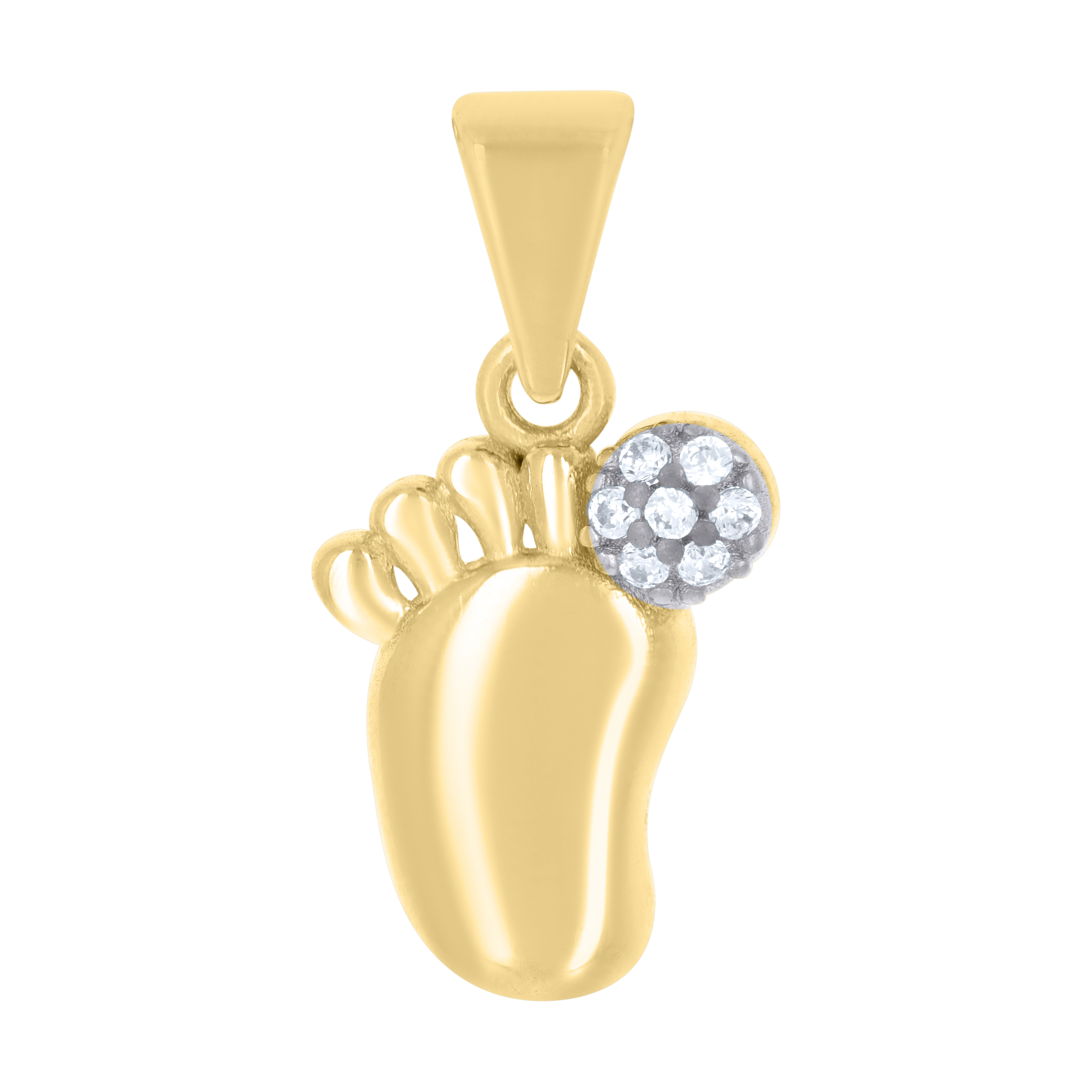 10kt Two-tone Gold Cubic-Zirconia Baby Feet Fashion Charm Pendant. FRE