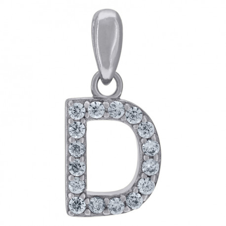 925 Sterling Silver Cubic-Zirconia Initial D Charm Pendant