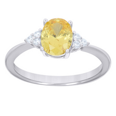 925 Sterling Silver Womens Yellow White Oval Round Cubic-Zirconia Oval