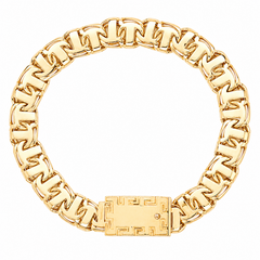 10KT Gold 10MM Chino Bar Bracelet with Greek Border 8.5 Inches (Free E