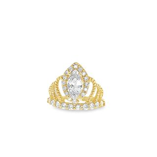 14KT Yellow Gold Tiara Ring Pink Center CZ