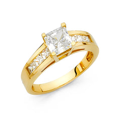 10KT Gold CZ Princess Cut Square Solitaire Engagement Ring