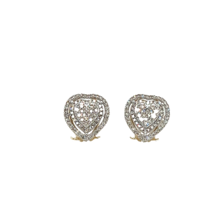 10KT YELLOW GOLD 1.32 CTTW DIAMOND HEART EARRINGS