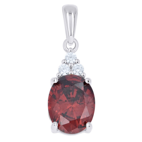 925 Sterling Silver Womens Red White Oval Round Cubic-Zirconia Oval Fa