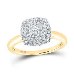 10K YELLOW GOLD ROUND DIAMOND SQUARE RING 1/3 CTTW