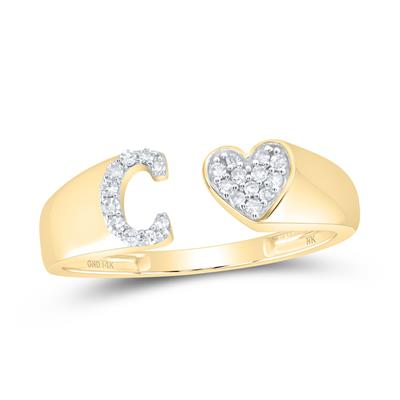 1/10CTW-DIA NK GIFT INITIAL "C" LADIES HEART RING
