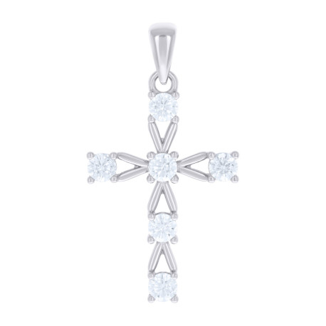 925 Sterling Silver Unisex Cubic-Zirconia Cross Religious Charm Pendant