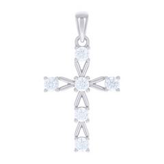 925 Sterling Silver Unisex Cubic-Zirconia Cross Religious Charm Pendant