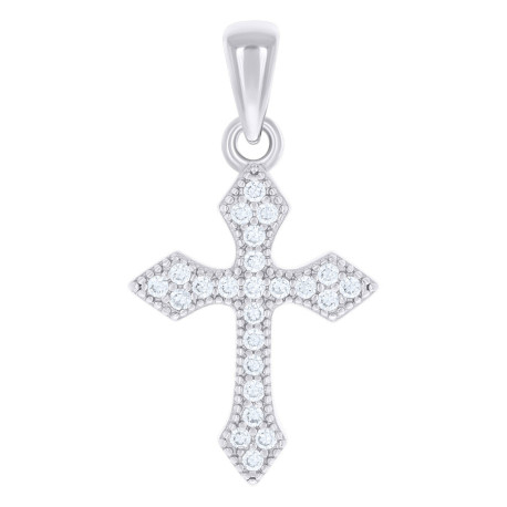 925 Sterling Silver Unisex Cubic-Zirconia Cross Religious Charm Pendan