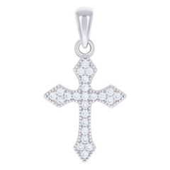 925 Sterling Silver Unisex Cubic-Zirconia Cross Religious Charm Pendan