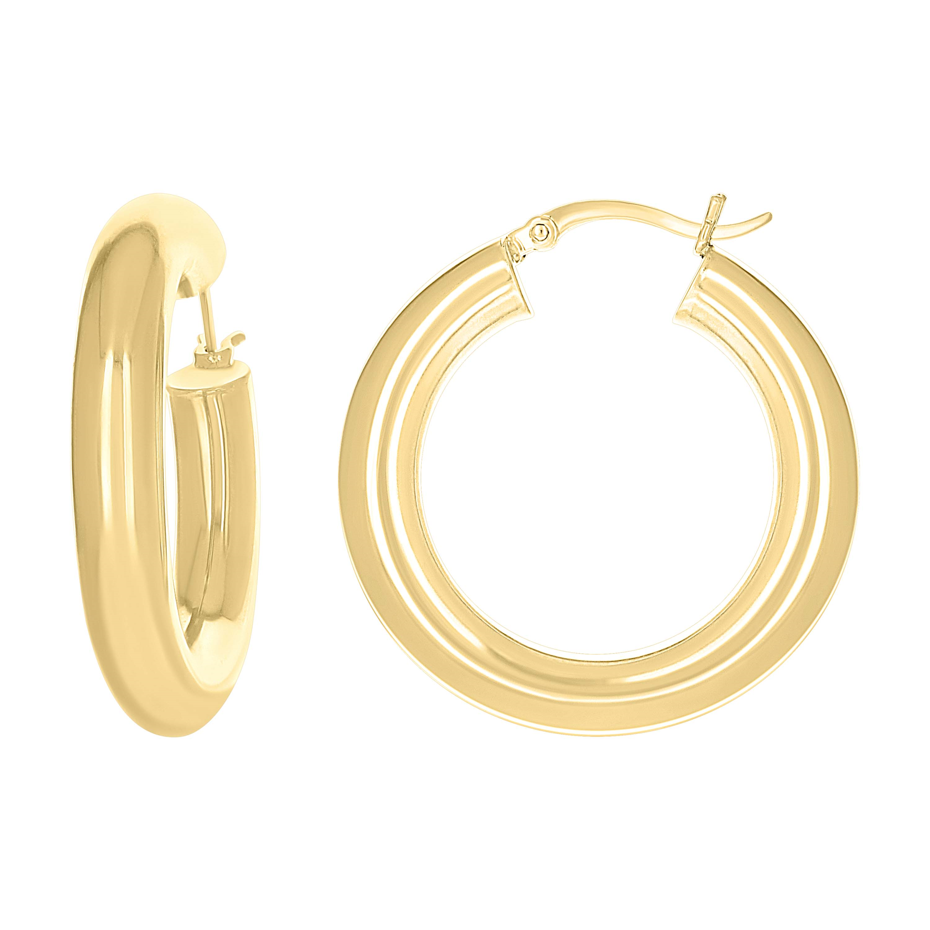 10kt Yellow Gold Womens Round Tube 5mm Hoop Earrings 30MM