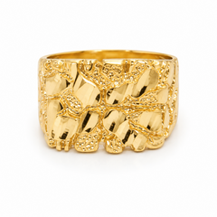 10kt Yellow Gold Mens Nugget Ring 12MM