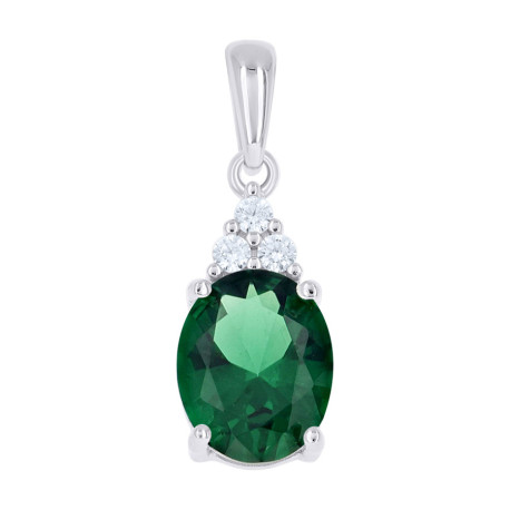 925 Sterling Silver Womens Green White Oval Round Cubic-Zirconia Oval