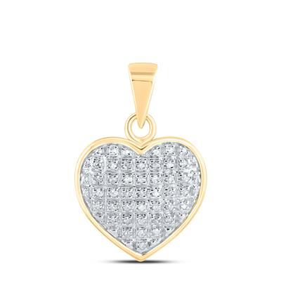 10k Yellow Gold Round Diamond Heart Pendant 1/10 Cttw