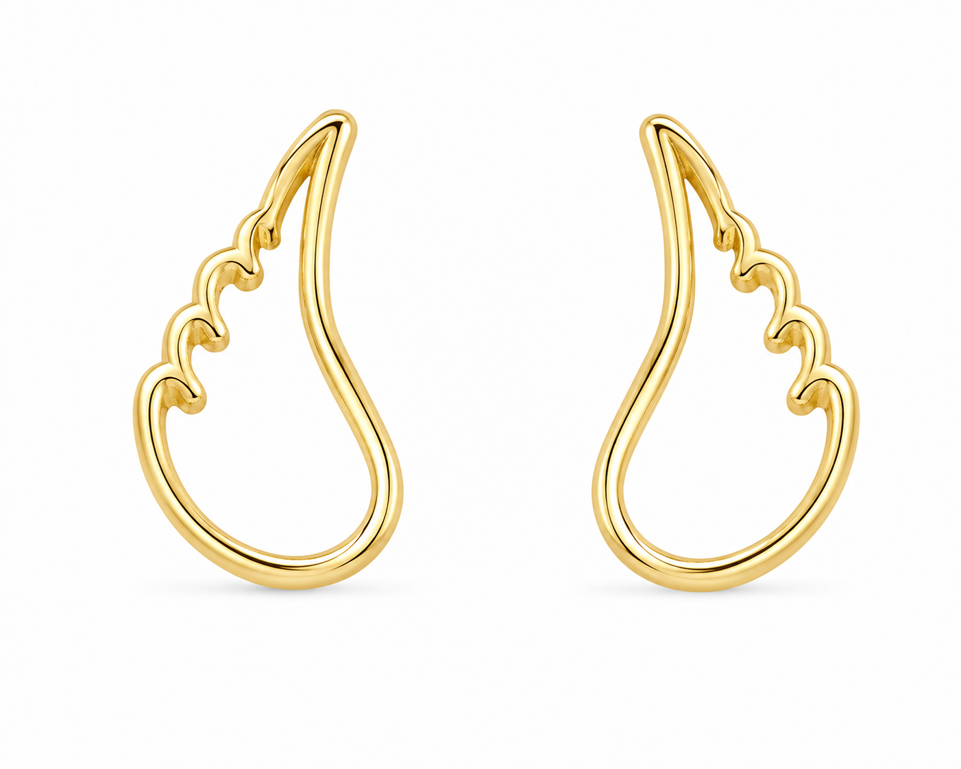 10KT Gold Angel Wings Stud Earrings with Screwbacks