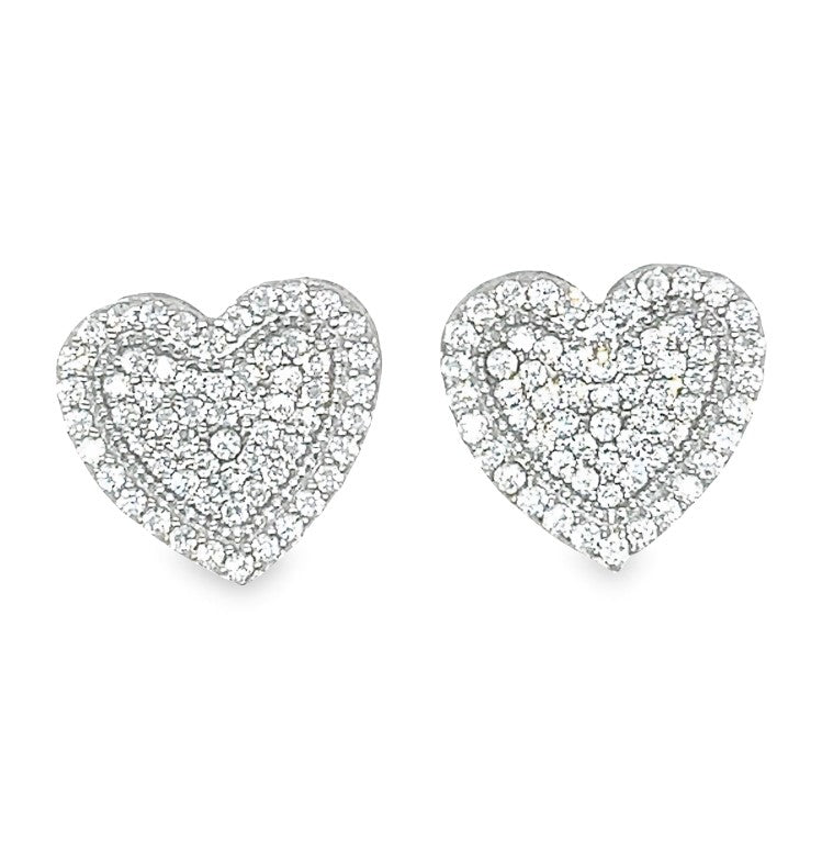 10KT Gold 13MM Heart Earrings with CZ