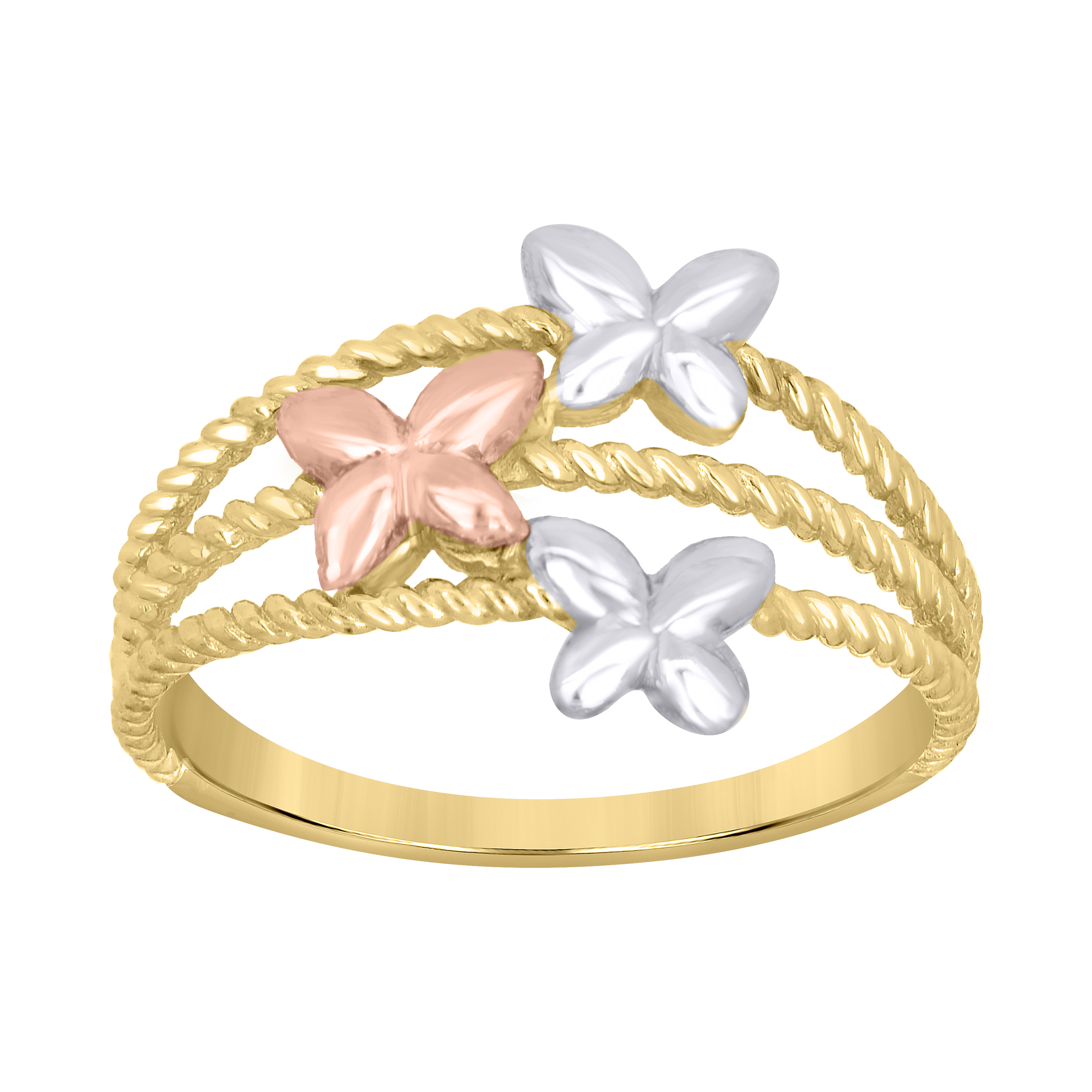 10KT Gold Triple Butterfly Ring