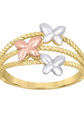 10KT Gold Triple Butterfly Ring