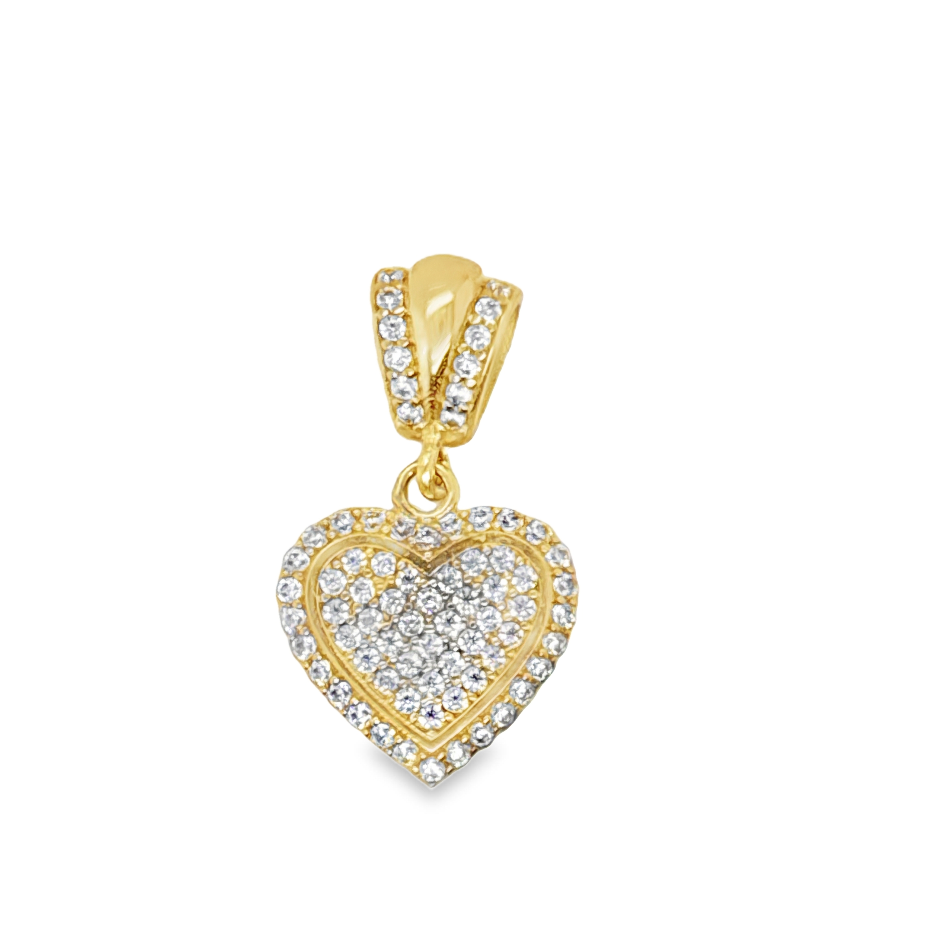 10KT Gold 12MM Heart Pendant with CZ