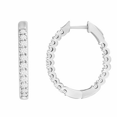 Sterling Silver Diamond Huggie Earrings (1.0 ct)